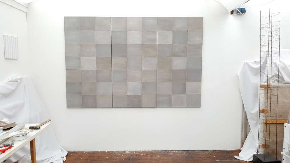 Love Letters | 2018 | soil from Europe & Nantucket, USA | with acrylic on linen patches sewn together | 140 x 210 cm Love Letters | 2018 | soil from Europe & Nantucket, USA | with acrylic on linen patches sewn together | 140 x 210 cm