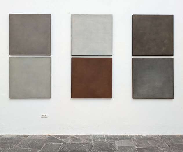 Seerosenpreis 2025 | Kunstpavillon, Munich | Ground & Space (7-12) | 2022 - 2023 | soil from Germany, France, Greece & the USA with acrylic on linen and/or cotton | ea. 100 x 100 x 4.5 cm